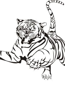 Adult Coloring Page Tiger Leaping