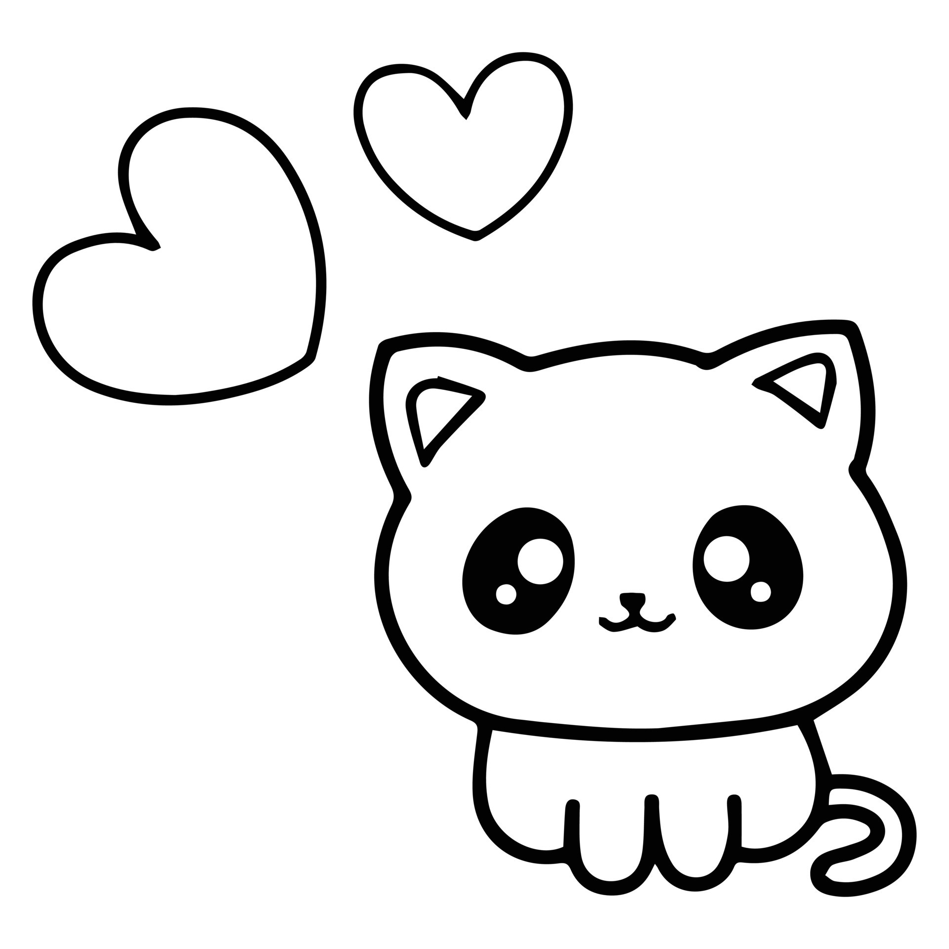 Baby Cat Coloring Page Easy