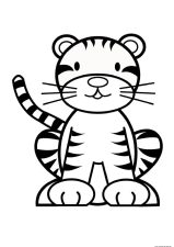 Baby Tiger Sitting Coloring Page