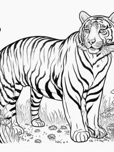 Black And White Tiger Coloring Page