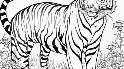 Black And White Tiger Coloring Page