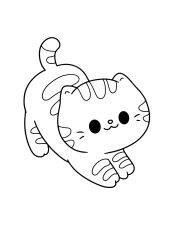 Cut Cat Playing Coloring Page