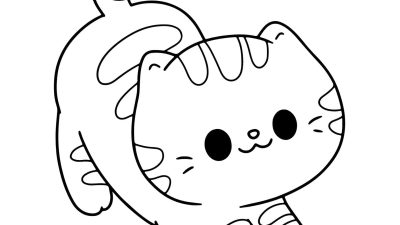 Cut Cat Playing Coloring Page