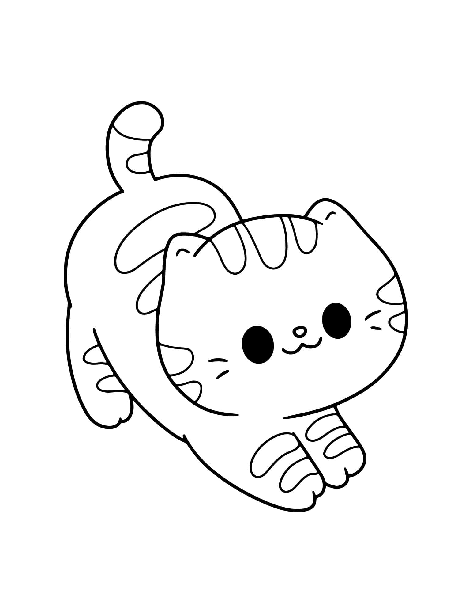 Cut Cat Playing Coloring Page