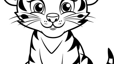 Cute Baby Tiger Coloring Page