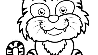 Cute Cartoon Tiger Coloring Page