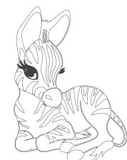 Cute Zebra Coloring Page For Girl