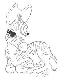 Cute Zebra Coloring Page For Girl