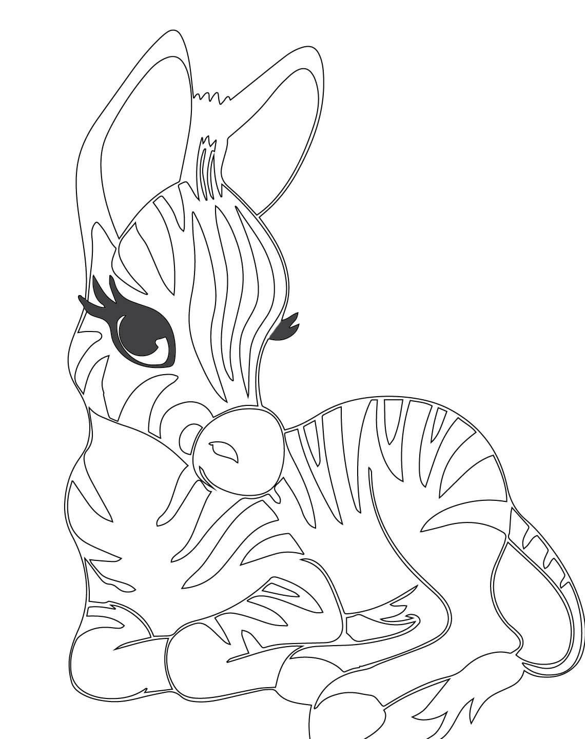 Cute Zebra Coloring Page For Girl