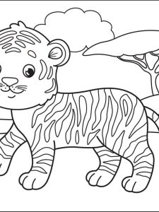 Easy Tiger Coloring Page