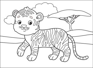Easy Tiger Coloring Page