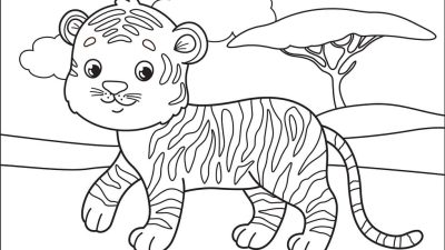 Easy Tiger Coloring Page