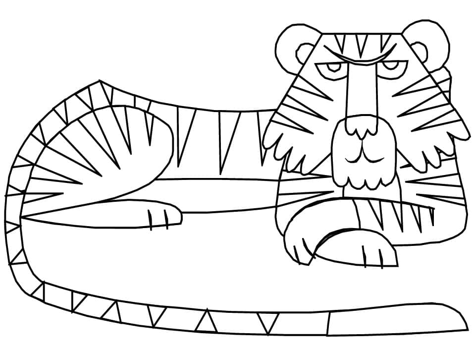 Easy Tiger Coloring Page To Print