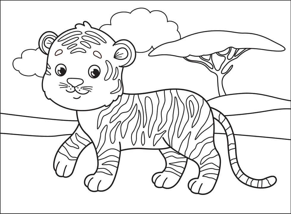 Easy Tiger Coloring Page