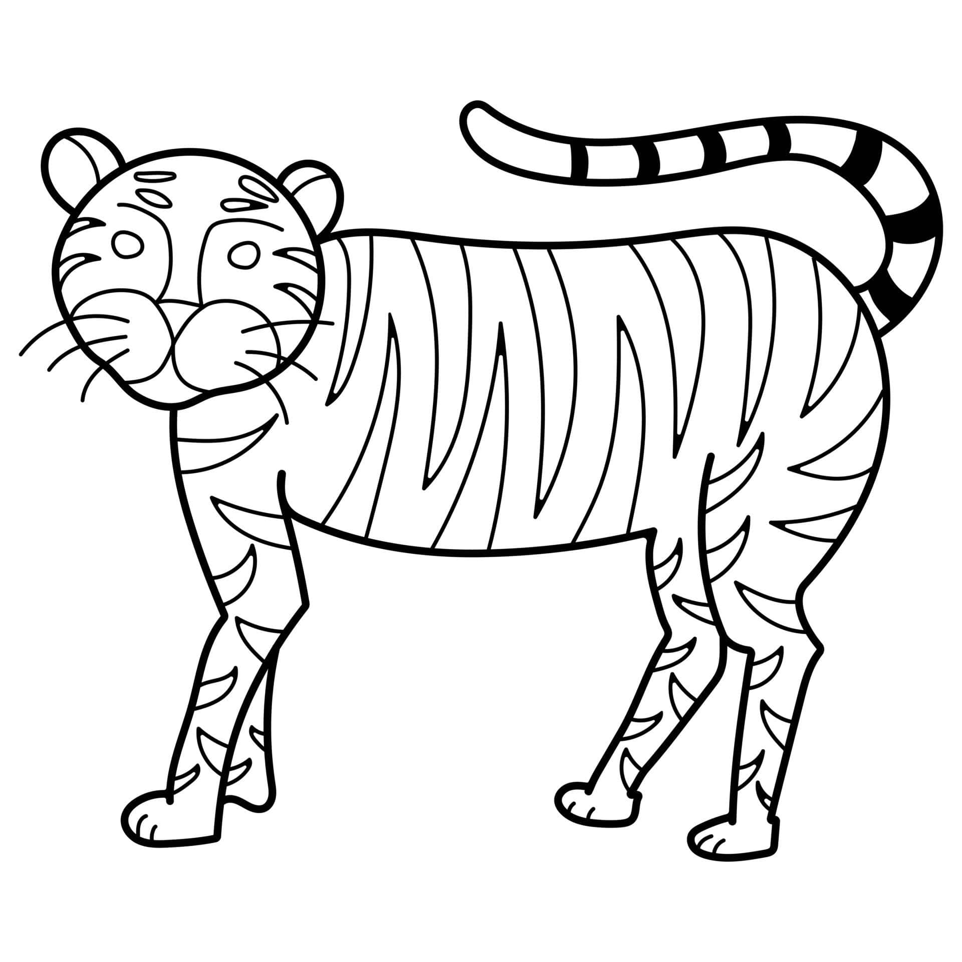 Easy Tiger To Color For Kids