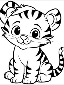 Happy Tiger Coloring Page