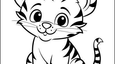 Happy Tiger Coloring Page