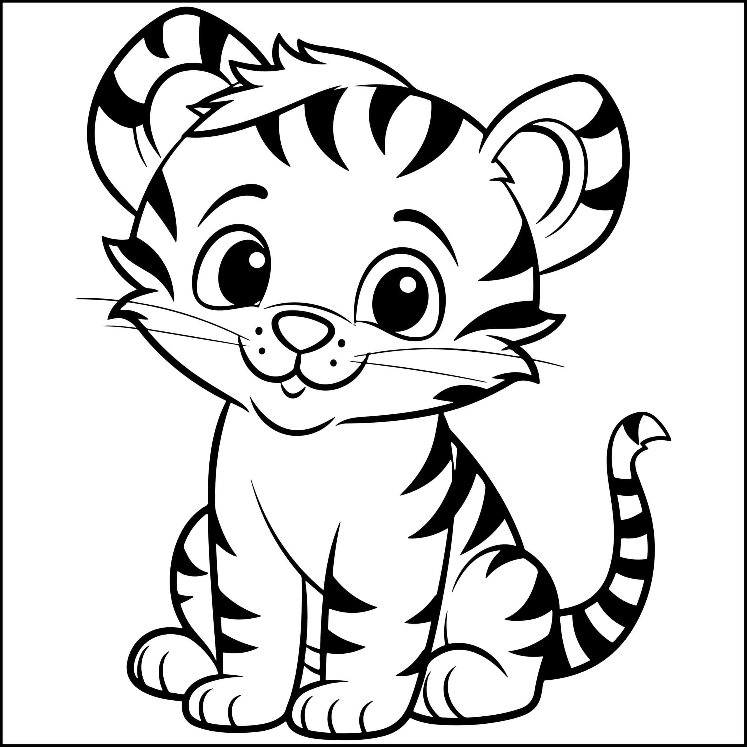 Happy Tiger Coloring Page