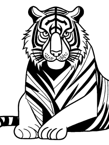 Intricate Sitting Tiger Coloring Page