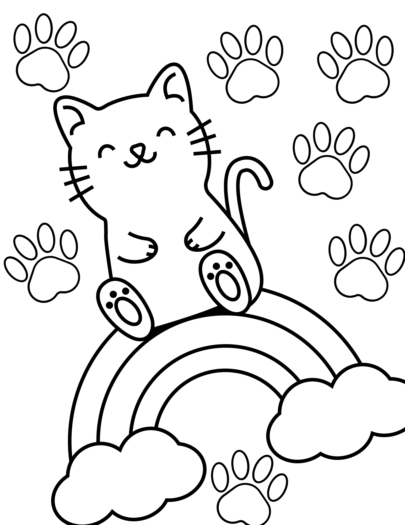 Kawaii Cat Coloring Page