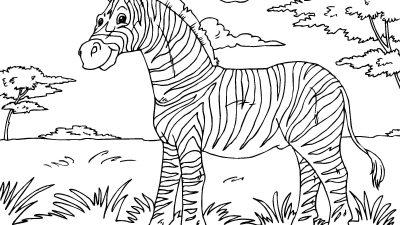 Realistic Zebra Coloring Page