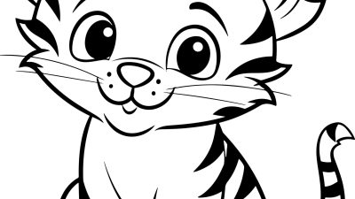 Tiger Coloring Page For Kids