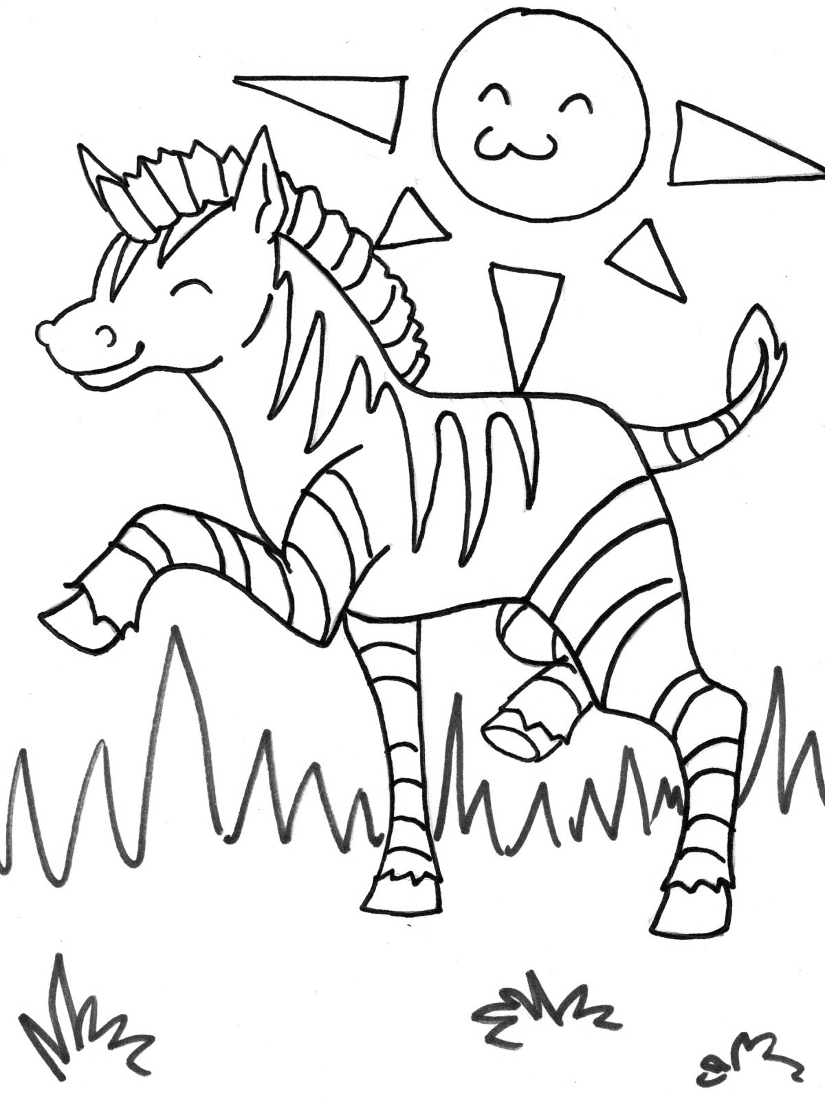 Zebra Playing Coloring Page Online