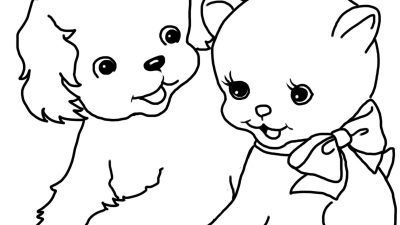 Cat And Dog Coloring Page