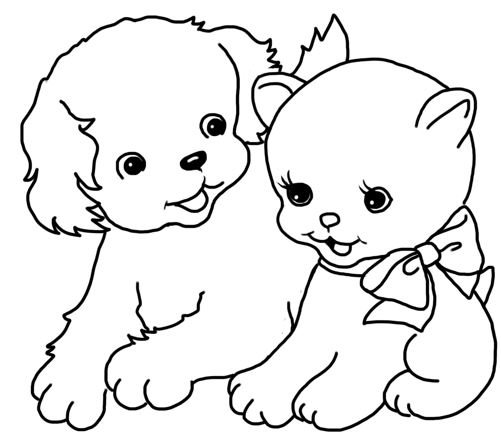 cat and dog coloring page