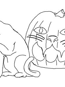 Cat And Pumpkin Coloring Page
