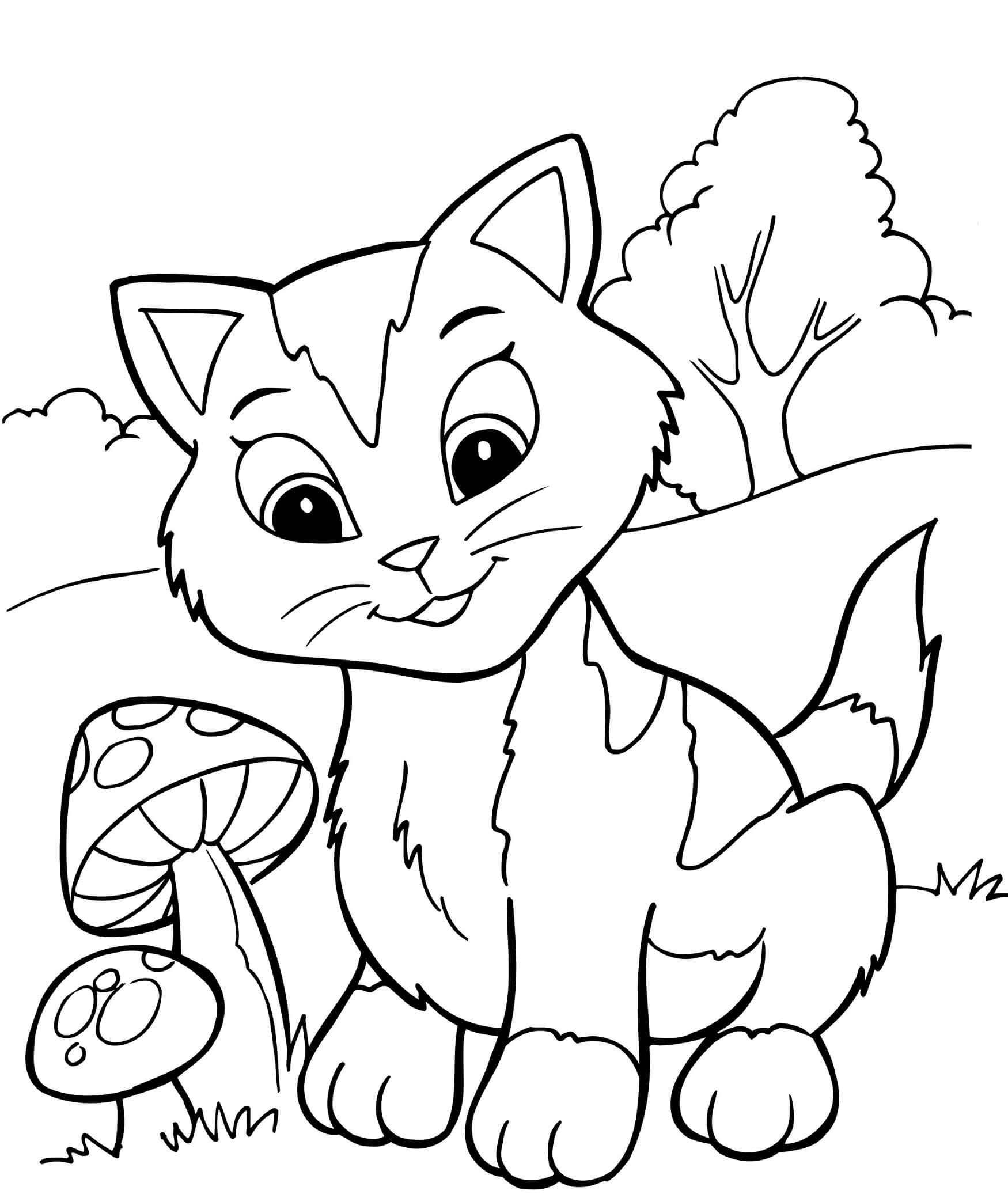 Cat Coloring Page For Preschool