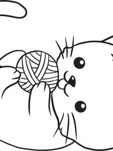 Kitten Playing Coloring Page