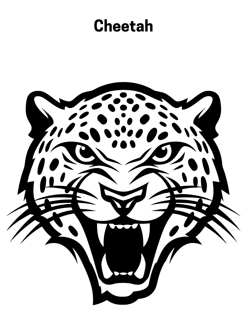 Angry Cheetah Face Coloring Page Online