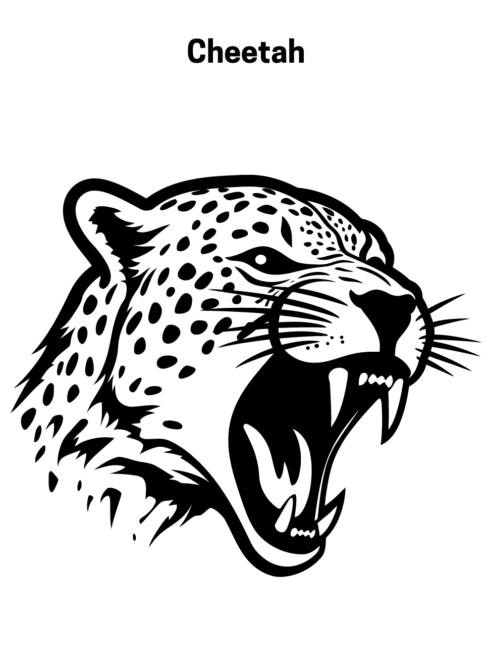 Realistic cheetah face coloring page