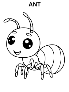 Cute Ant Coloring Page