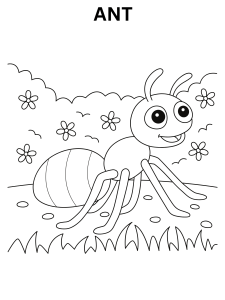Kawaii Ant Coloring Page