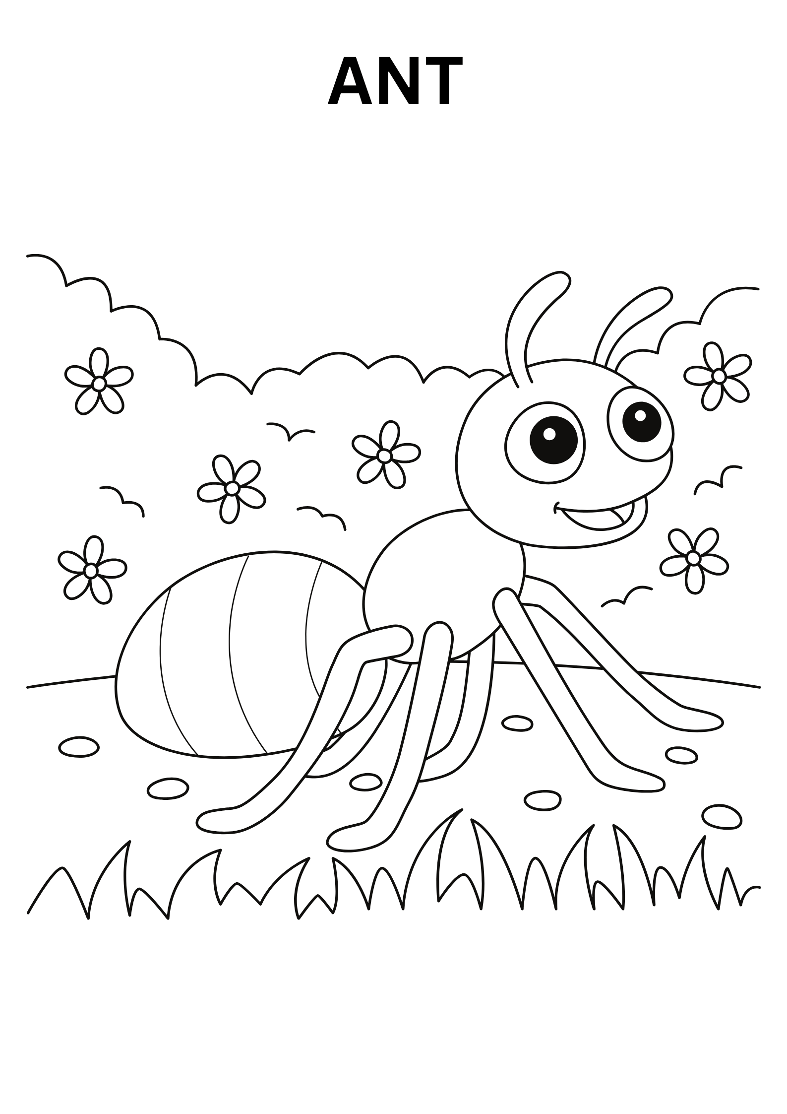 Kawaii Ant Coloring Page