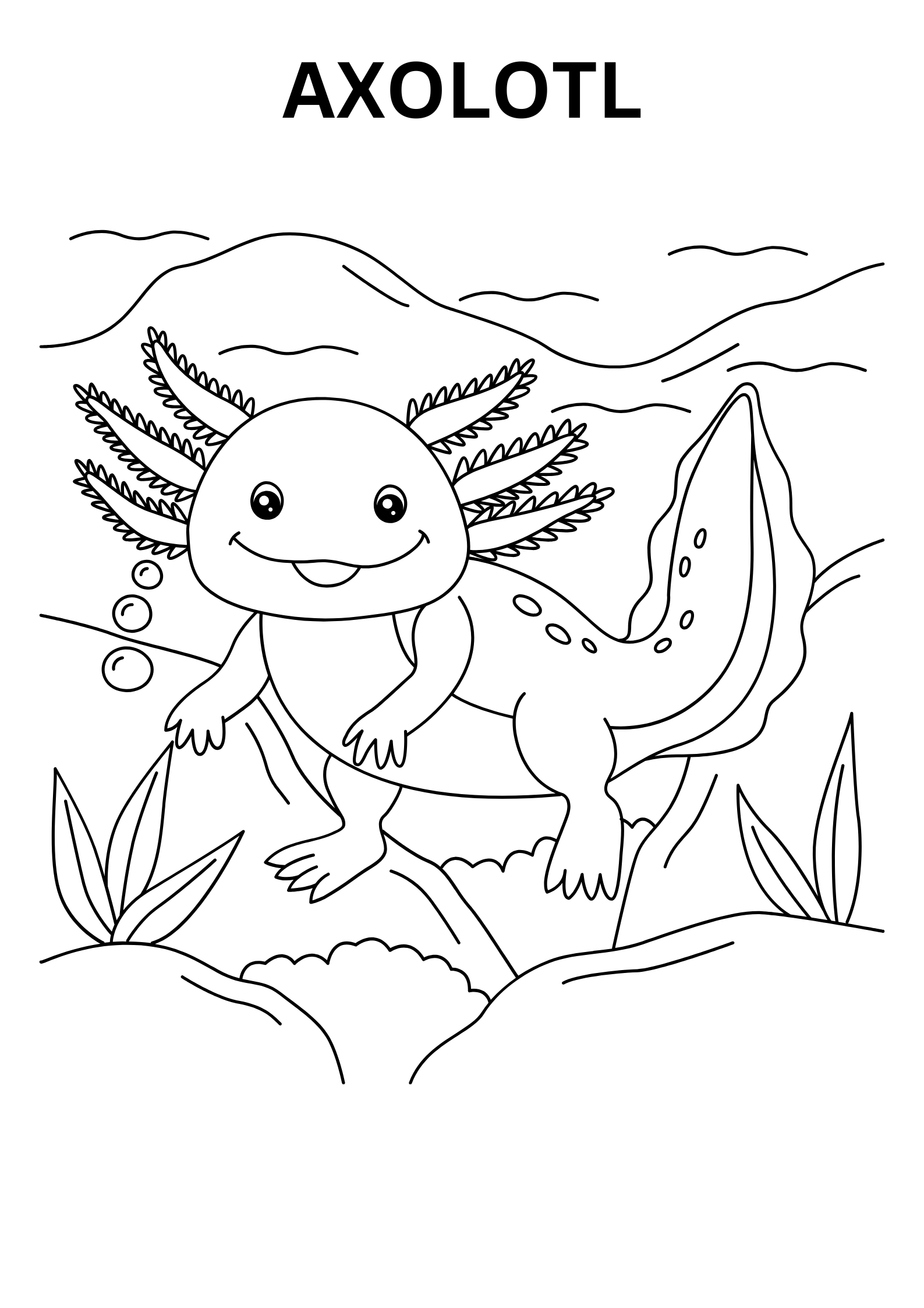 Axolotl Coloring Pages For Adults