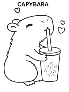 Baby Capybara Coloring Pages