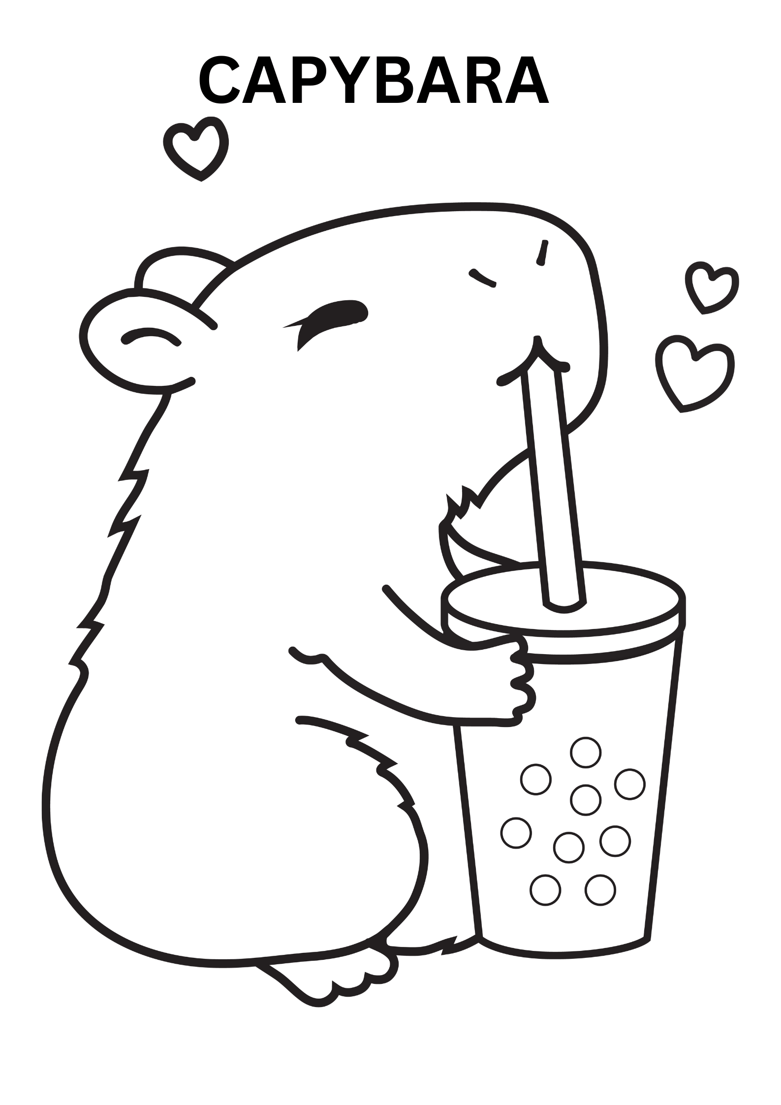 Baby Capybara Coloring Pages