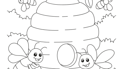 Bee Hive Coloring Pages For Kids