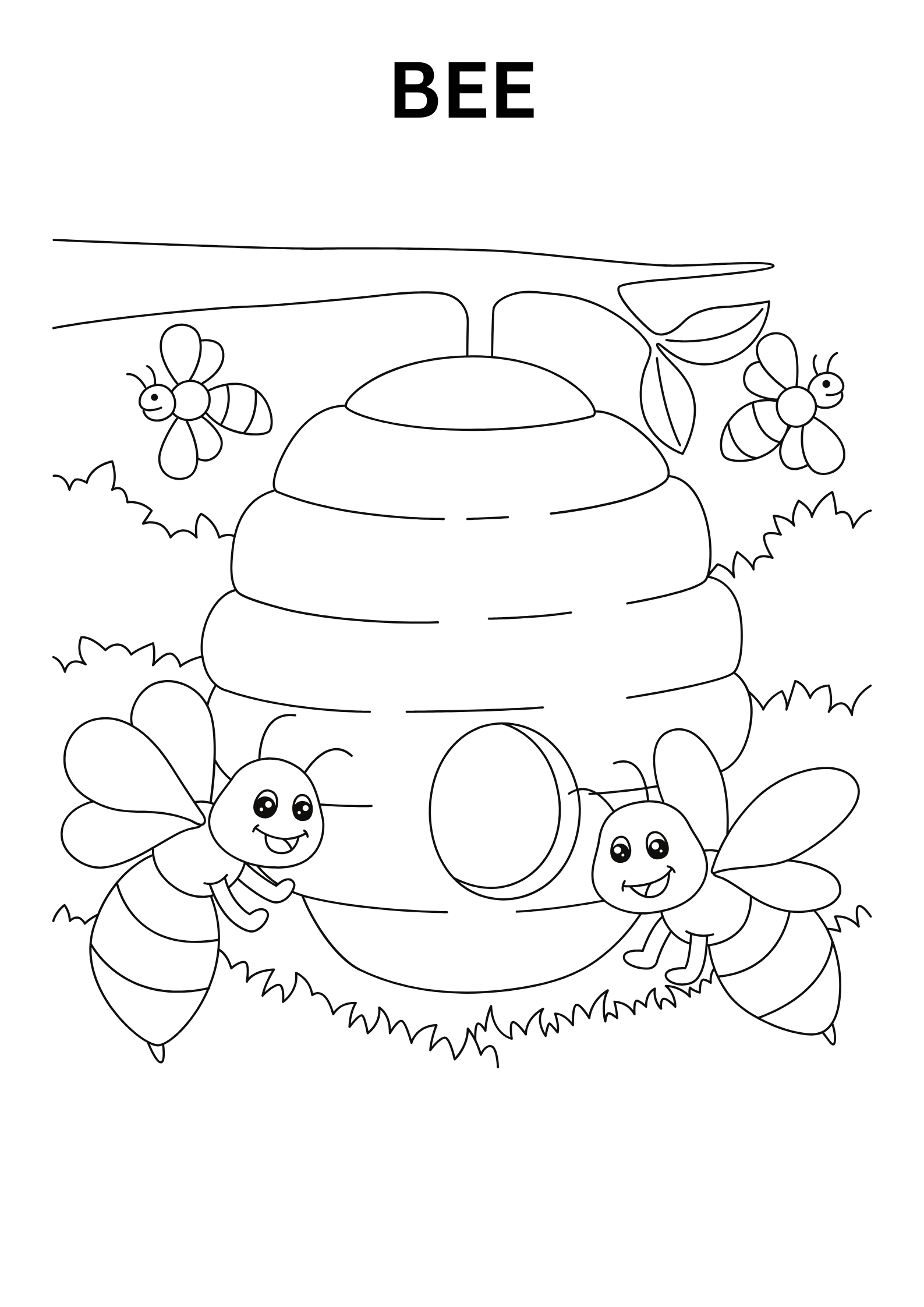 Bee Hive Coloring Pages For Kids