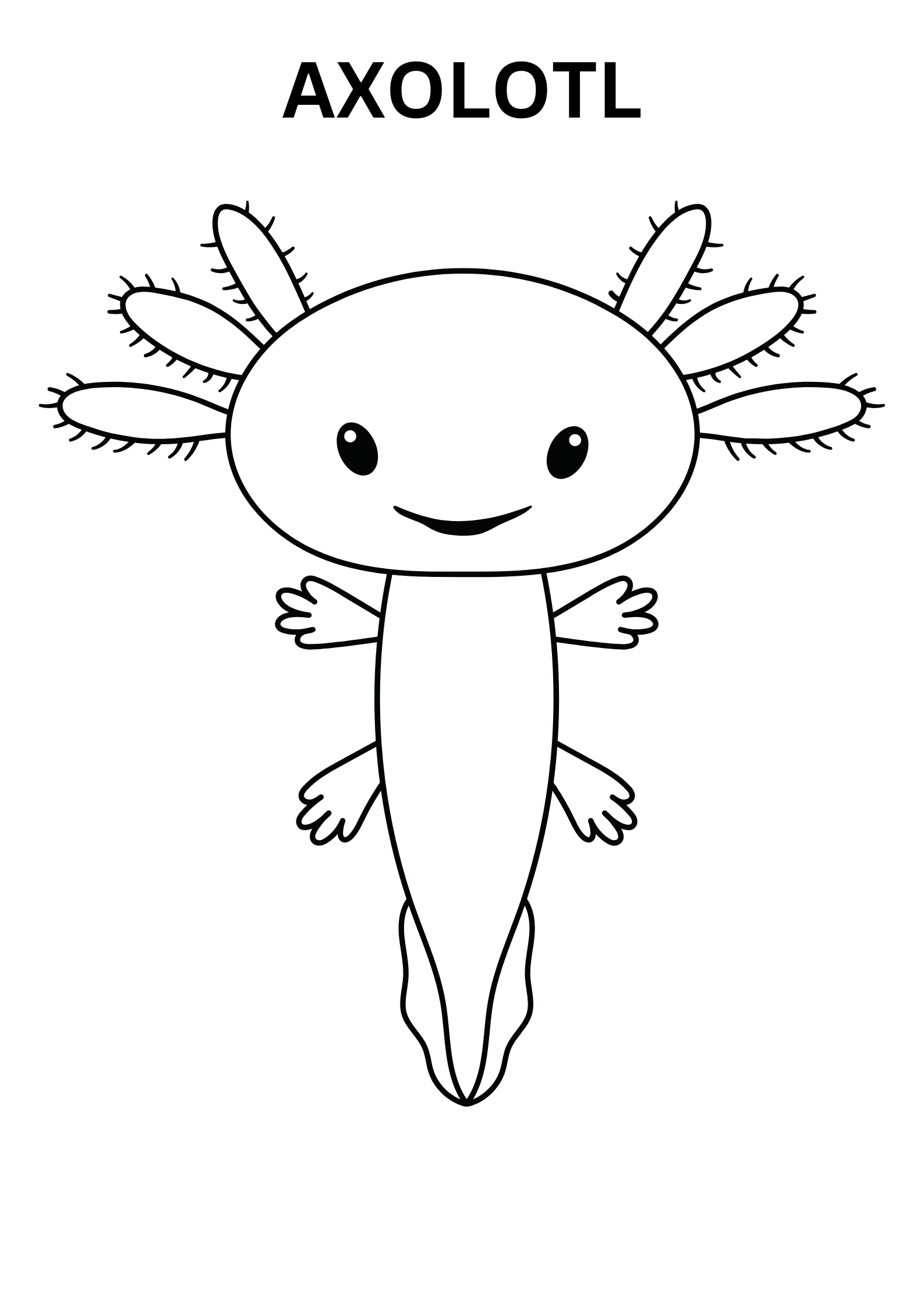 Easy Axolotl Coloring Pages