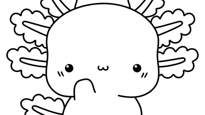 Kawaii Axolotl Coloring Pages