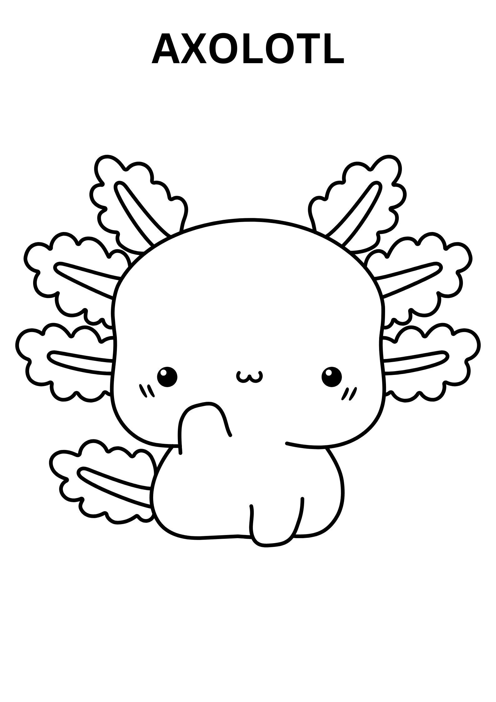 Kawaii Axolotl Coloring Pages