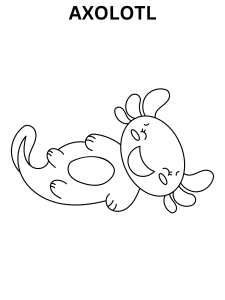 Simple Axolotl Coloring Pages For Kindergarten