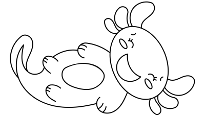 Simple Axolotl Coloring Pages For Kindergarten