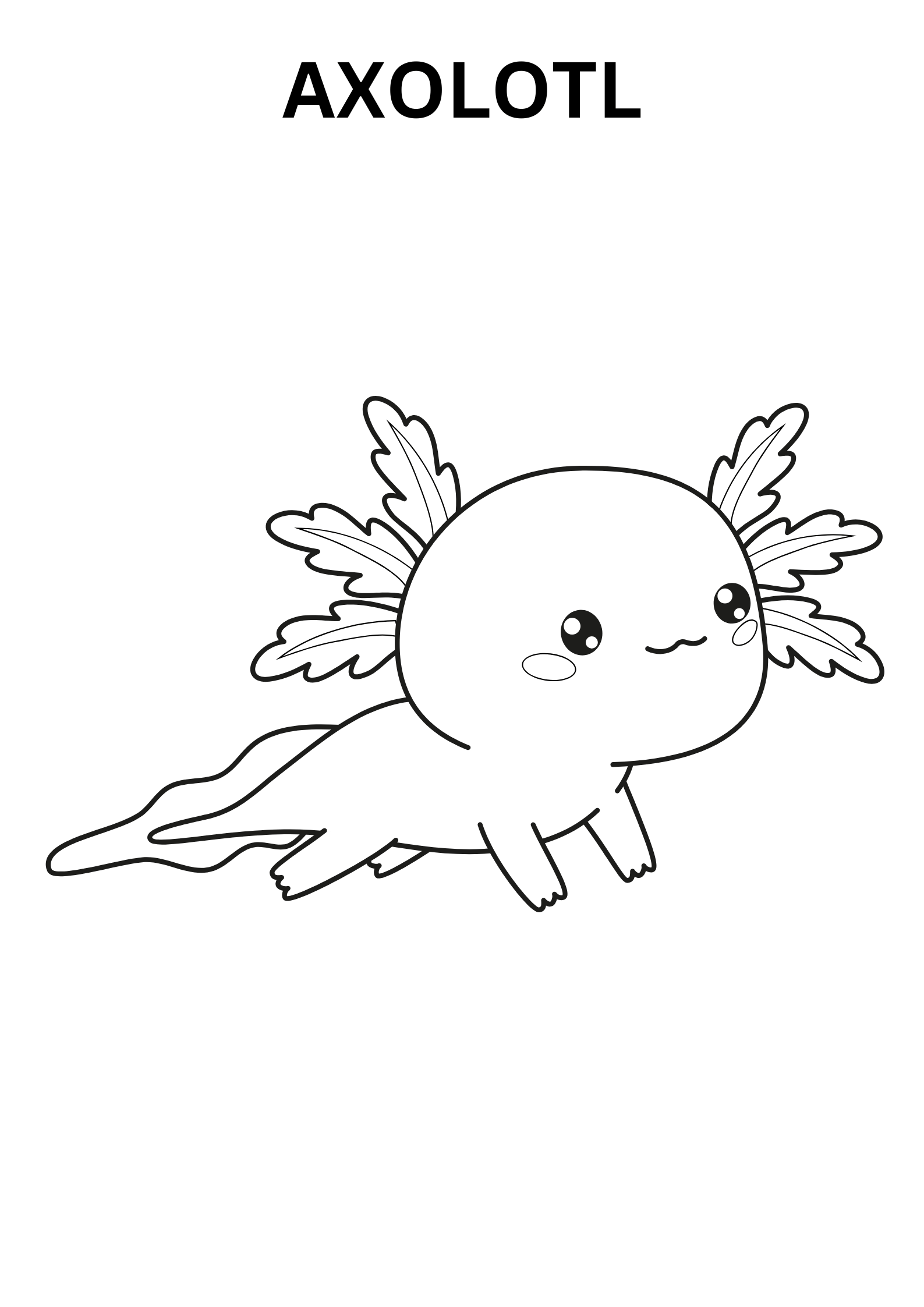 Simple Axolotl Coloring Pages