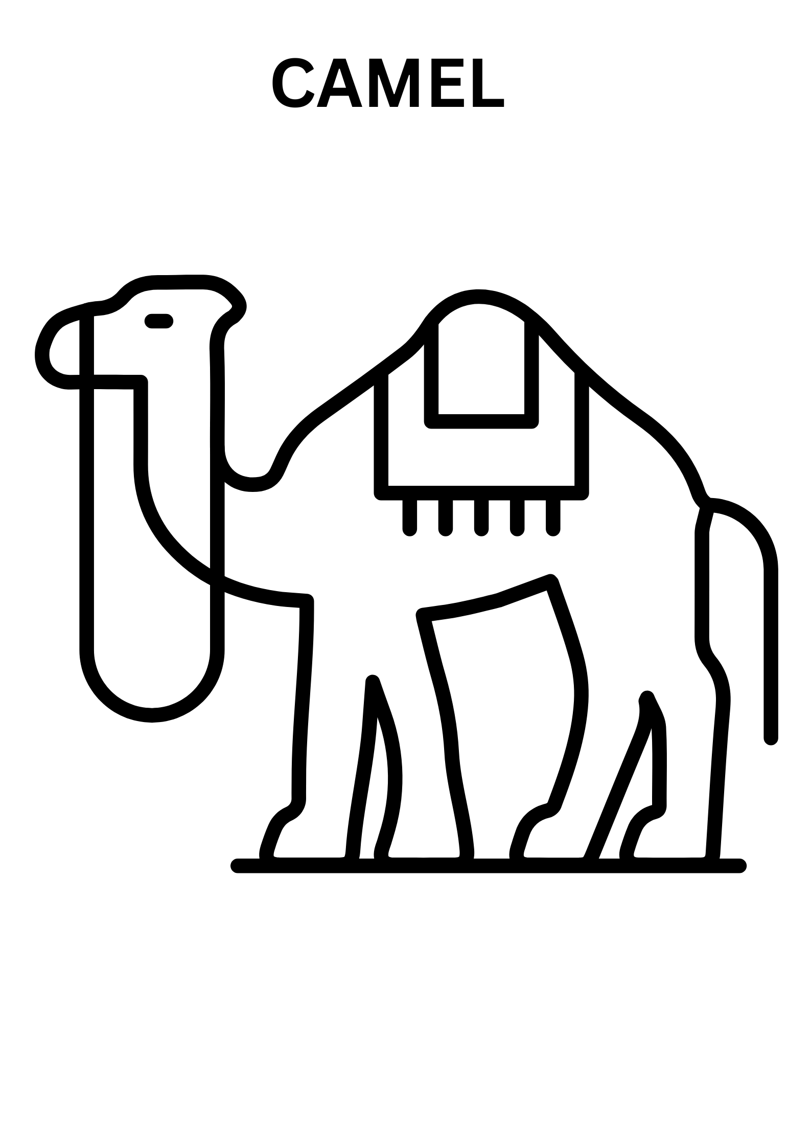 Simple Camel Coloring Pages For Kindergarten