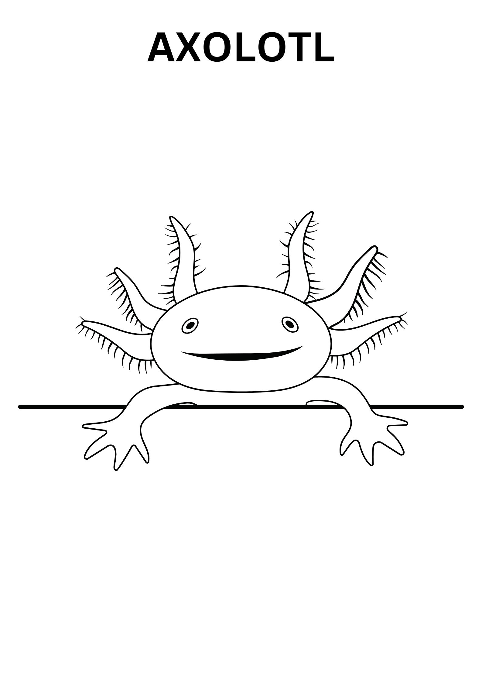 Smiling Axolotl Coloring Pages